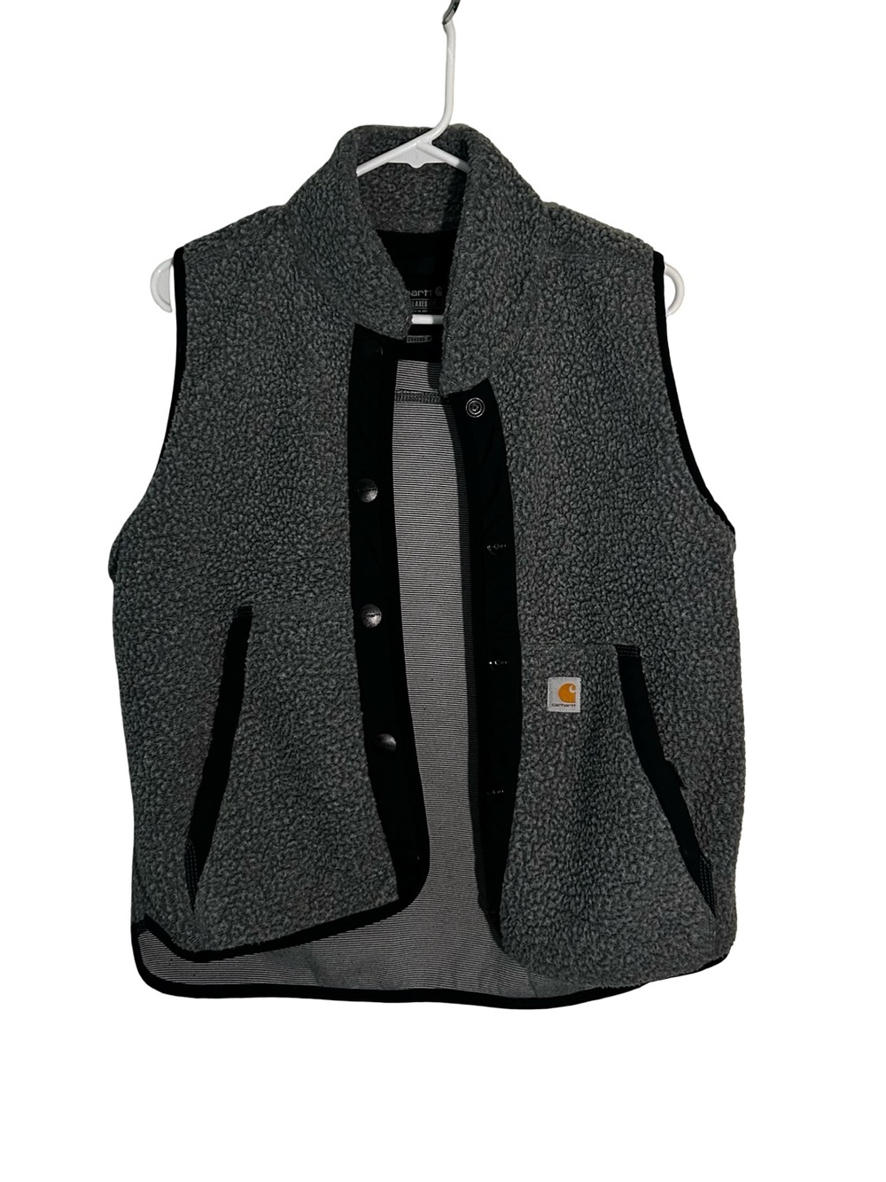 Carhartt Dark Gray Sherpa Fleece Vest with Black Trim